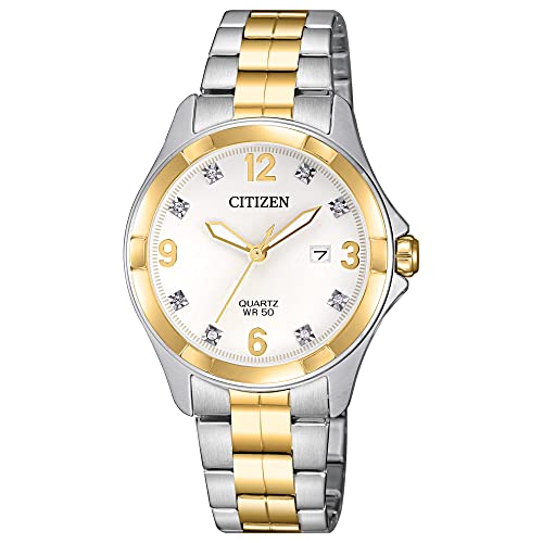 Citizen Stainless Steel Analog Off-White Dial Two-Tone Strap Women's Watch-Eu6084-57A