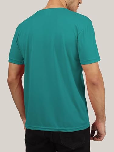 T-70 Men's Polycotton Printed Round Neck T-Shirt | Color - Peacock Green | Size - S