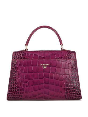 Da Milano Genuine Leather Purple Satchel (01298) (Small)