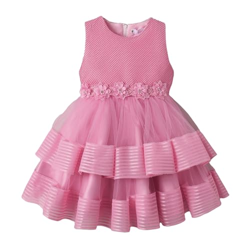 Hopscotch Girls Floral Applique Party Dress in Pink Color for Age (4-5 Years)