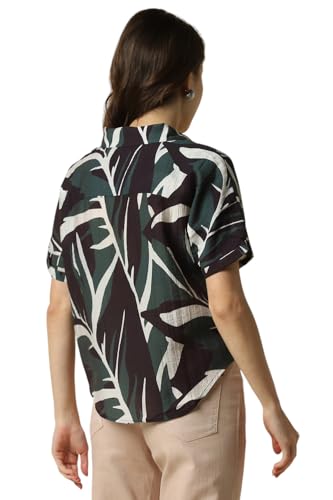 Allen Solly Women Green Print Short Sleeves Shirt