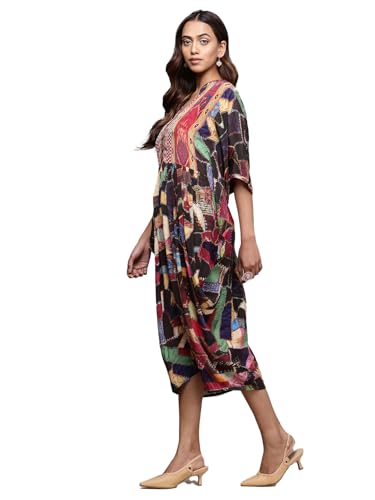 Ritu Kumar Brown Velvet Patchwork Kaftan Dress