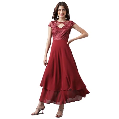 Latin Quarters Women Maroon Sequinned Dress