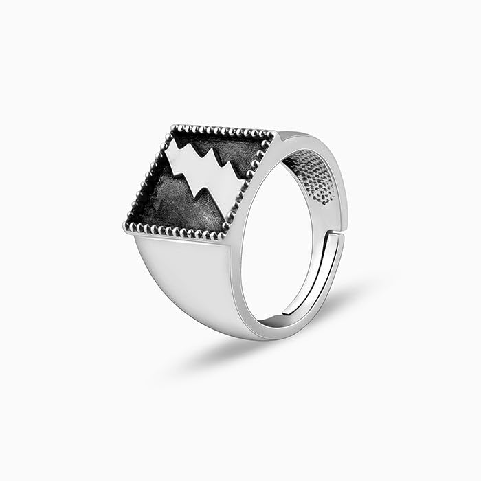 GIVA 925 Silver Oxidised Silver Thunder Ring For Him,Indian - 20 | Gifts for Men and Boys | With Certificate of Authenticity and 925 Stamp | 6 Month Warranty*