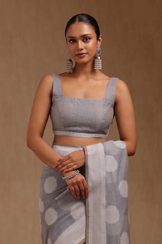 Soch Womens Blue Chanderi Woven Design Saree