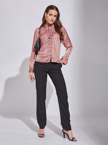 Latin Quarters Women Pink Full Sleeves Tie up Neck Top_L