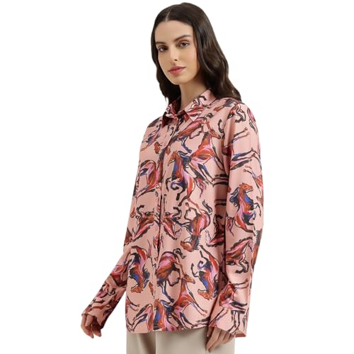 United Colors of Benetton Regular Fit Regular Collar Printed Shirt (Size: 2XL) - 26P5WVNTP308I904 Pink