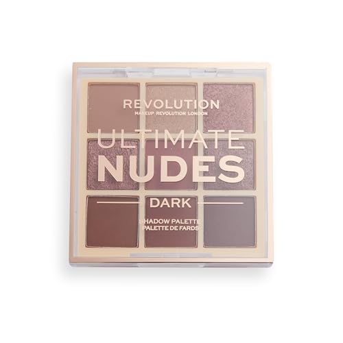 Makeup Revolution Ultimate Nudes Shadow Palette Dark Eyeshadow Palette 9 Pigmented Color for Eye Make Up_ High Professional Mattes and Shimmers Shades-8g