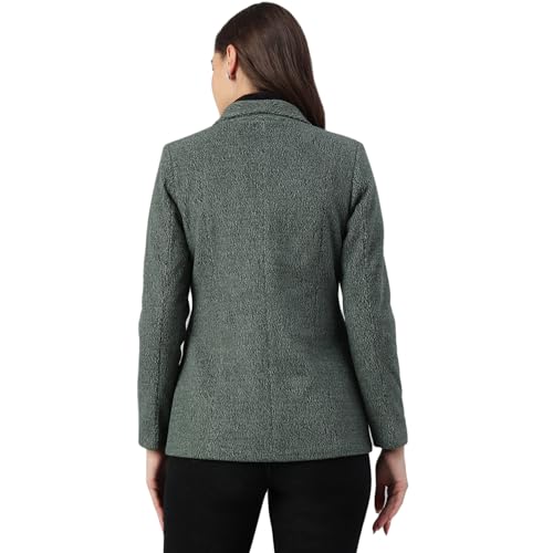 Latin Quarters Women Green Full Sleeve Solid Casual Coat_XL