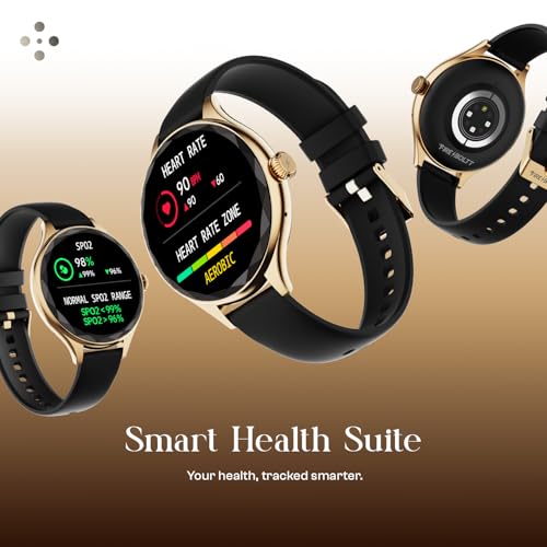 Fire-Boltt Phoenix Aura Women Smart Watch with 1.26” Diamond-Cut HD Display, Rotating Crown, Wireless Charging, Bluetooth Calling, Voice Assistant, 120+ Sports Modes - Carbon Black