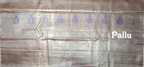 VFCollections Women's Kanchipuram Silk Pure Pattu Sarees - Large Rich 3D Nature them Border with Blouse (VFC678-2)