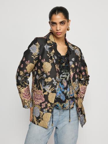 Label RITU KUMAR Women's Neoni Black Polyester Floral Jacket