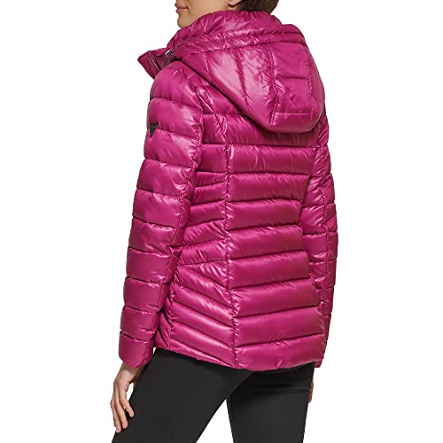 GUESS Women's Mid-Weight Hooded Jacket, Magenta, S