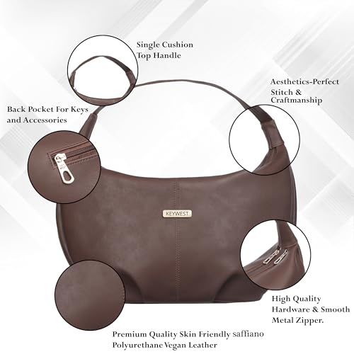Keywest Women's Vegan Leather Oval Tote Handbag for Women | Hobo Bag for Work | Ladies Purse | Stylish Shoulder Bag | Gift For Women | Brown