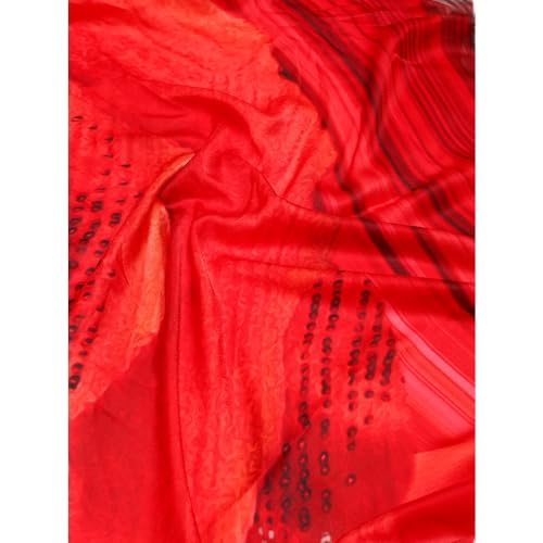 Kalyan Silks Women's Maroon Creap Saree With Orange Border With Self Design Blouse
