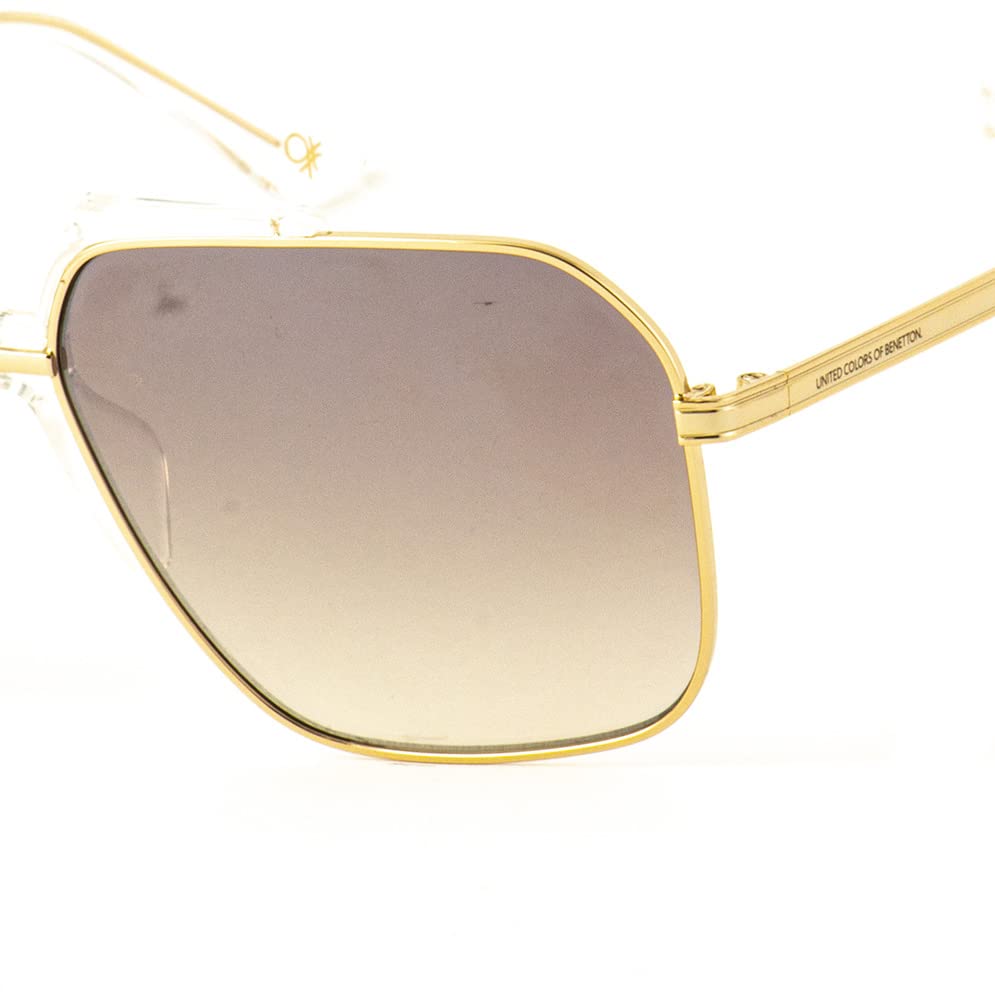 UNITED COLORS OF BENETTON brown lens with gradiant Square sunglass golden crystal frame