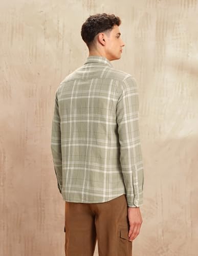 U.S. Polo Assn. Denim Co. Men's Checkered Slim Fit Shirt (UDSHT1964_Khaki