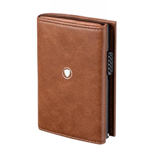Bracevor Premium Popup Card Holder Trifold Leather Wallet for Men Women - Brown |4 Pockets+ID Window+Currency Slot + Coin Pocket | RFID & NFC Blocking | Magnetic Closure