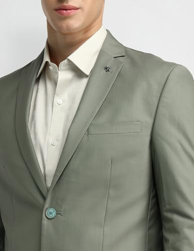 Arrow Men's Polyester Classic Business Suit Pants Set (ARAISU5564_Medium Green