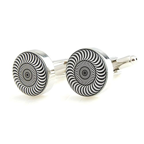 Peluche Designer Black & White Enamel Cufflinks for Men
