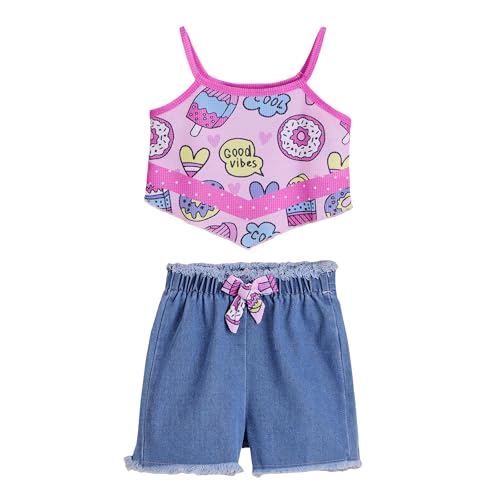 Hoscotch Girls All Over Print Pink Sleeveless Short Set For Ages (5-6 Years)