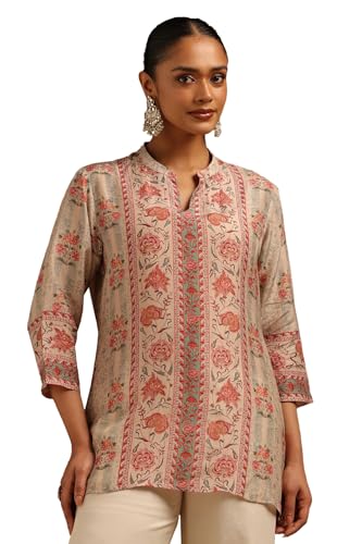 Soch Womens Beige Muslin Floral Tunic
