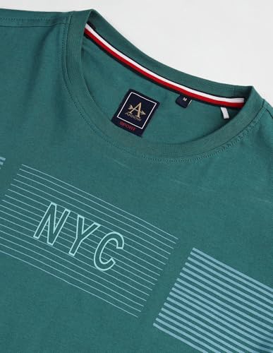 Arrow Brand Print Cotton T-Shirt (ASAEOTS5104_Green_M)