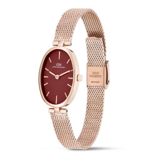 Daniel Wellington Oval 22mm Burgundy Dial Analog Women Watch - DW0DL3001
