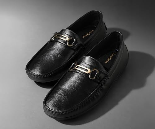LOUIS STITCH Men’s Jet Black Formal Slip-On Loafer Shoes | Soft Touch & Lightweight | LSVSFL-03 |UK-9