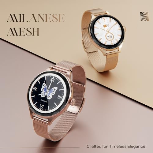 Fire-Boltt Phoenix Aura Women Smart Watch with 1.26” Diamond-Cut HD Display, Rotating Crown, Wireless Charging, Bluetooth Calling, Voice Assistant, 120+ Sports Modes - Silk Champagne