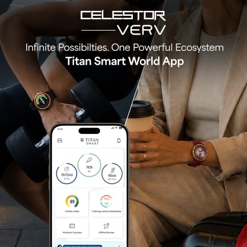 Titan Celestor Verv with 1.19" AMOLED Display, Built-in GPS, Skin Temperature Monitoring, Luna Wellness, Smart Hydration, VO2 Max, Training Load & Readiness, 3 ATM Smart Watch for Women - Black