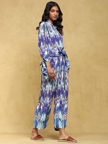 Ritu Kumar Blue Printed Viscose Jumpsuit