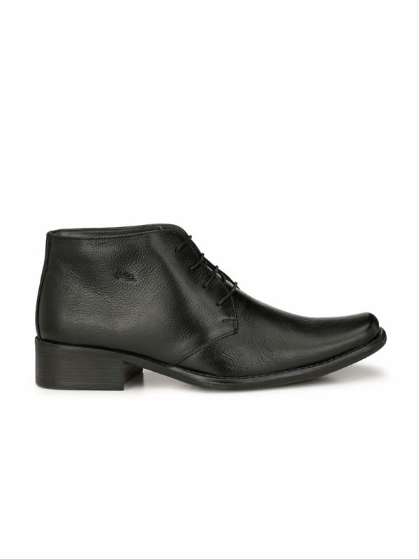 HITZ Men's Black Leather Derby Formal Ankle Shoes