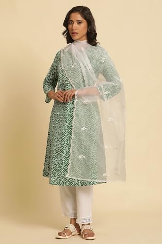 W for Woman White Organza Embroidered Dupatta (Size: Free Size)-W82234-400384
