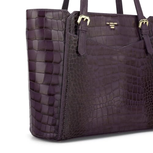 Da Milano Leather Tote Bag for Women - Grapevine Purple (LB-02629)