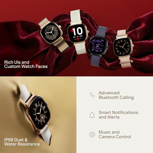 boAt Chrome Ivory Smart Watch for Women, co-Designed with GIVA, 1.7" AMOLED Display, 1000 nits Brightness, Premium Metallic Build, Female Wellness Tracker smartwatch for Women (Pearl Glow)