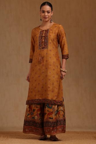Soch Women's Muslin Salwar Suit Set (EWA5CD22281_Mustard