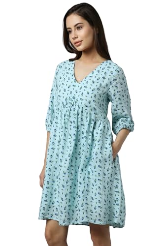 Allen Solly Women Blue Print Casual Dress