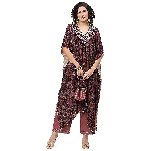 BIBA WOMEN PRINTED STRAIGHT SALWAR KURTA DUPATTA(SKDKAFTAN8311_PURPLE_38)