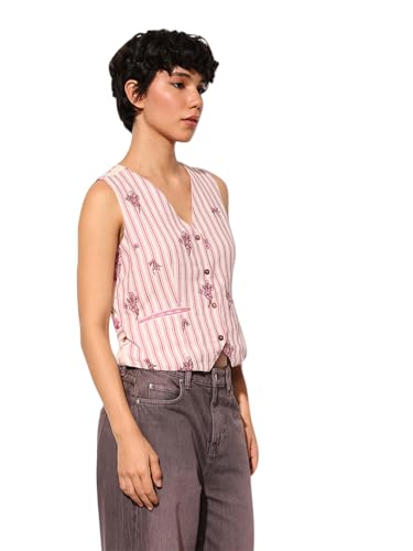 ONLY Women Regular Fit Pink Waistcoat