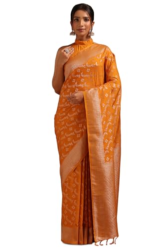 Soch Womens Mustard Viscose Silk Zari Woven Saree