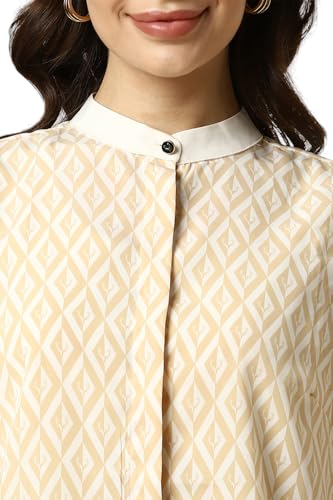 Allen Solly Women Beige Print Long Sleeves Shirt