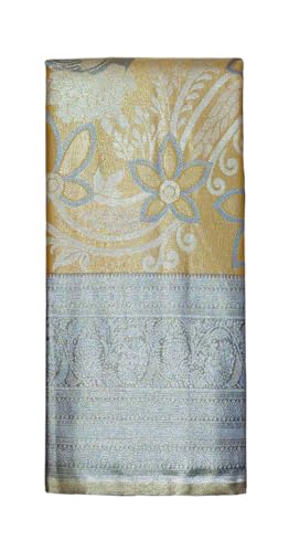 VFCollections Women's Traditional Handloom Kanchipuram Silk Pure Pattu Sarees | Rich Zari Woven Design | Bridal Saree | Unstitched Blouse (VFC662-2)