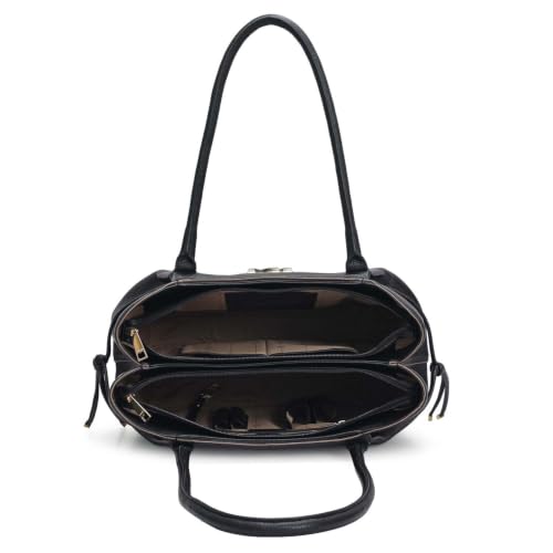 Da Milano Leather Satchel Bag for Women - Black (LB-02104)