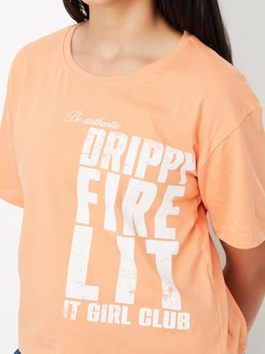 Max Girl's Regular Fit T-Shirt (M25EBT05_Orange