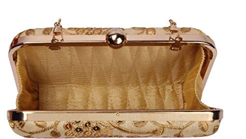 TOOBA Women's Handcrafted Beautiful Bling Box Clutch Bag Beige