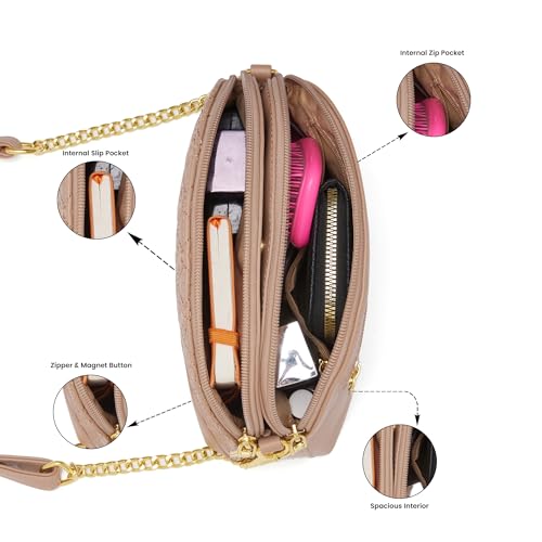 Caprese Rain Medium Sling Bag for Women | Elegant Multi-Compartment Shoulder Handbag with Adjustable & Detachable Strap | Premium Designer Party & Travel Bag with Dual Closure (Mocha Mousse)