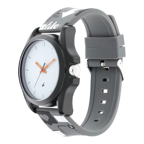 Fastrack Hashtag Quartz Analog White Dial Silicone Strap Unisex Watch-NR68011PP04