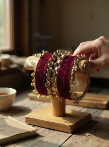 EA'S ACCESSORIZE Traditional Bangle Set for Women | 18 Aluminium with 2 Kashmiri Bangles & 1 Big Ghungaroo Bangle | Lightweight Ethnic Bangles for Wedding Festive 2.8