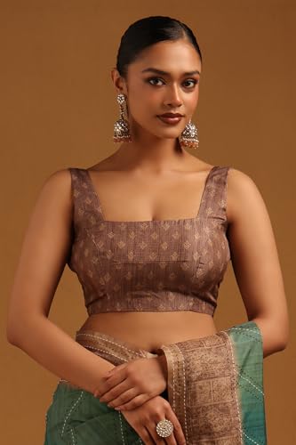 Soch Womens Teal Tussar Ethnic Motifs Saree With Thread Work